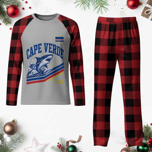 Cape Verde Blue Sharks Ocean Wave Graphic Plaid Pajama Set Cabo Verde Pride Sports Fans TS02 Buffalo Plaid Print Your Wear