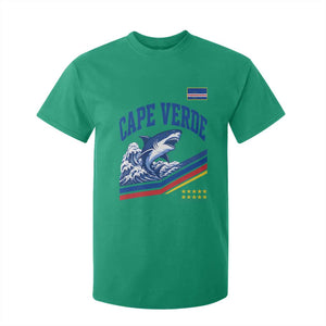 Cape Verde Blue Sharks Ocean Wave Graphic T Shirt For Kid Cabo Verde Pride Sports Fans TS02 Irish Green Print Your Wear