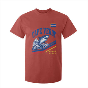 Cape Verde Blue Sharks Ocean Wave Graphic T Shirt For Kid Cabo Verde Pride Sports Fans TS02 Red Print Your Wear