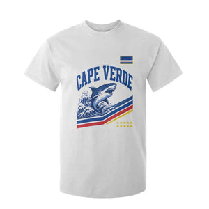 Cape Verde Blue Sharks Ocean Wave Graphic T Shirt For Kid Cabo Verde Pride Sports Fans TS02 White Print Your Wear