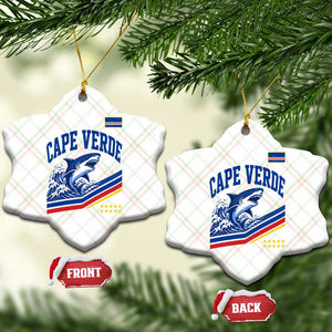 Cape Verde Blue Sharks Ocean Wave Graphic Ceramic Ornament Cabo Verde Pride Sports Fans TS02 Print Your Wear