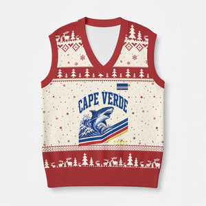Cape Verde Blue Sharks Ocean Wave Graphic V-Neck Knit Sweater Vest Cabo Verde Pride Sports Fans TS02 Beige Red Print Your Wear