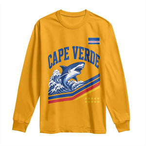 Cape Verde Blue Sharks Ocean Wave Graphic Long Sleeve Shirt Cabo Verde Pride Sports Fans TS02 Gold Print Your Wear