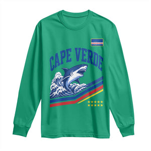 Cape Verde Blue Sharks Ocean Wave Graphic Long Sleeve Shirt Cabo Verde Pride Sports Fans TS02 Irish Green Print Your Wear
