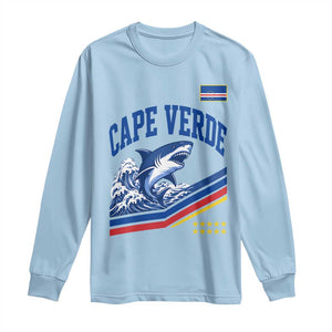 Cape Verde Blue Sharks Ocean Wave Graphic Long Sleeve Shirt Cabo Verde Pride Sports Fans TS02 Light Blue Print Your Wear