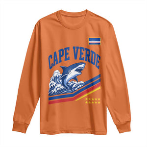 Cape Verde Blue Sharks Ocean Wave Graphic Long Sleeve Shirt Cabo Verde Pride Sports Fans TS02 Orange Print Your Wear