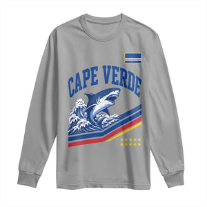 Cape Verde Blue Sharks Ocean Wave Graphic Long Sleeve Shirt Cabo Verde Pride Sports Fans TS02 Sport Gray Print Your Wear