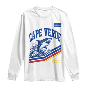 Cape Verde Blue Sharks Ocean Wave Graphic Long Sleeve Shirt Cabo Verde Pride Sports Fans TS02 White Print Your Wear