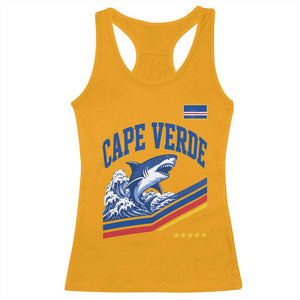 Cape Verde Blue Sharks Ocean Wave Graphic Racerback Tank Top Cabo Verde Pride Sports Fans