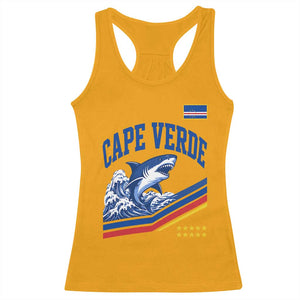 Cape Verde Blue Sharks Ocean Wave Graphic Racerback Tank Top Cabo Verde Pride Sports Fans TS02 Gold Print Your Wear