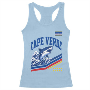 Cape Verde Blue Sharks Ocean Wave Graphic Racerback Tank Top Cabo Verde Pride Sports Fans TS02 Light Blue Print Your Wear
