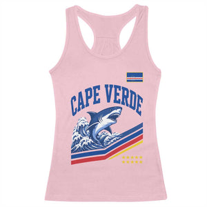 Cape Verde Blue Sharks Ocean Wave Graphic Racerback Tank Top Cabo Verde Pride Sports Fans TS02 Light Pink Print Your Wear