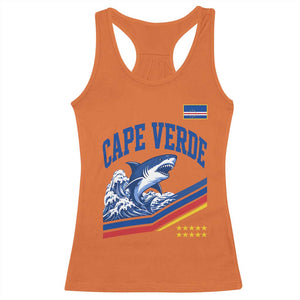 Cape Verde Blue Sharks Ocean Wave Graphic Racerback Tank Top Cabo Verde Pride Sports Fans TS02 Orange Print Your Wear