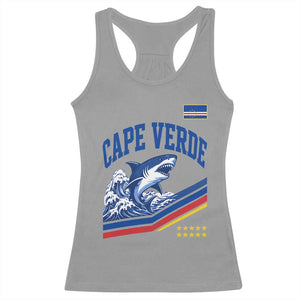 Cape Verde Blue Sharks Ocean Wave Graphic Racerback Tank Top Cabo Verde Pride Sports Fans TS02 Sport Gray Print Your Wear