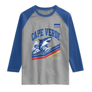 Cape Verde Blue Sharks Ocean Wave Graphic Raglan Shirt Cabo Verde Pride Sports Fans TS02 Sport Gray Royal Print Your Wear