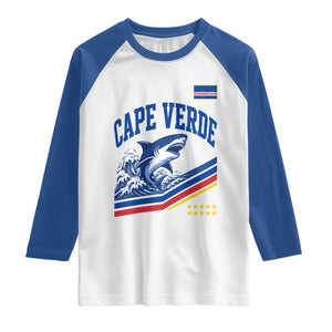 Cape Verde Blue Sharks Ocean Wave Graphic Raglan Shirt Cabo Verde Pride Sports Fans TS02 White Royal Print Your Wear
