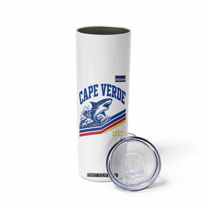 Cape Verde Blue Sharks Ocean Wave Graphic Skinny Tumbler Cabo Verde Pride Sports Fans TS02 Print Your Wear