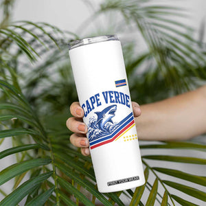 Cape Verde Blue Sharks Ocean Wave Graphic Skinny Tumbler Cabo Verde Pride Sports Fans TS02 Print Your Wear