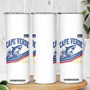 Cape Verde Blue Sharks Ocean Wave Graphic Skinny Tumbler Cabo Verde Pride Sports Fans TS02 Print Your Wear