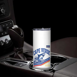 Cape Verde Blue Sharks Ocean Wave Graphic Skinny Tumbler Cabo Verde Pride Sports Fans TS02 Print Your Wear