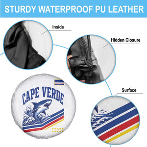 Cape Verde Blue Sharks Ocean Wave Graphic Spare Tire Cover Cabo Verde Pride Sports Fans TS02 Print Your Wear