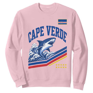 Cape Verde Blue Sharks Ocean Wave Graphic Sweatshirt Cabo Verde Pride Sports Fans TS02 Light Pink Print Your Wear