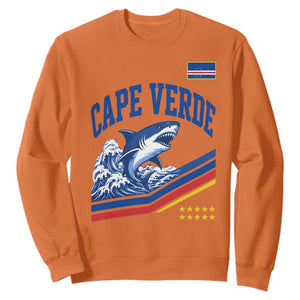 Cape Verde Blue Sharks Ocean Wave Graphic Sweatshirt Cabo Verde Pride Sports Fans TS02 Orange Print Your Wear