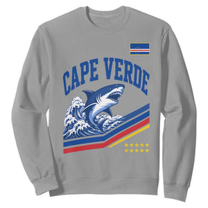 Cape Verde Blue Sharks Ocean Wave Graphic Sweatshirt Cabo Verde Pride Sports Fans TS02 Sport Gray Print Your Wear