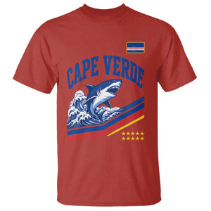 Cape Verde Blue Sharks Ocean Wave Graphic T Shirt Cabo Verde Pride Sports Fans TS02 Red Print Your Wear