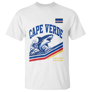 Cape Verde Blue Sharks Ocean Wave Graphic T Shirt Cabo Verde Pride Sports Fans TS02 White Print Your Wear