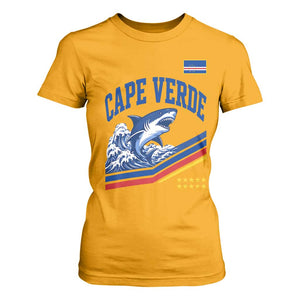 Cape Verde Blue Sharks Ocean Wave Graphic T Shirt For Women Cabo Verde Pride Sports Fans TS02 Gold Print Your Wear