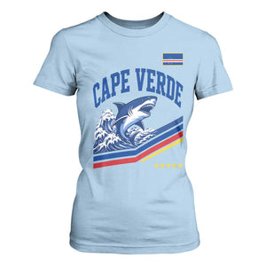Cape Verde Blue Sharks Ocean Wave Graphic T Shirt For Women Cabo Verde Pride Sports Fans