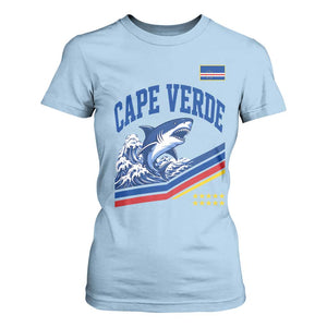 Cape Verde Blue Sharks Ocean Wave Graphic T Shirt For Women Cabo Verde Pride Sports Fans TS02 Light Blue Print Your Wear