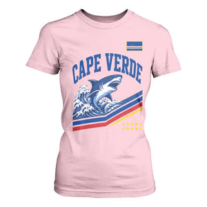 Cape Verde Blue Sharks Ocean Wave Graphic T Shirt For Women Cabo Verde Pride Sports Fans TS02 Light Pink Print Your Wear