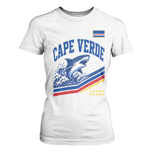 Cape Verde Blue Sharks Ocean Wave Graphic T Shirt For Women Cabo Verde Pride Sports Fans TS02 White Print Your Wear
