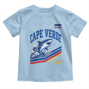 Cape Verde Blue Sharks Ocean Wave Graphic Toddler T Shirt Cabo Verde Pride Sports Fans TS02 Light Blue Print Your Wear