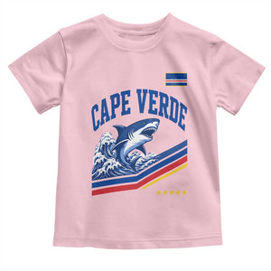 Cape Verde Blue Sharks Ocean Wave Graphic Toddler T Shirt Cabo Verde Pride Sports Fans TS02 Light Pink Print Your Wear