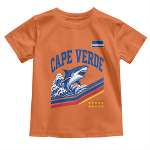 Cape Verde Blue Sharks Ocean Wave Graphic Toddler T Shirt Cabo Verde Pride Sports Fans TS02 Orange Print Your Wear