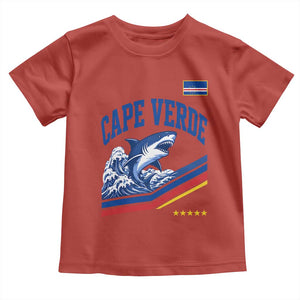 Cape Verde Blue Sharks Ocean Wave Graphic Toddler T Shirt Cabo Verde Pride Sports Fans TS02 Red Print Your Wear