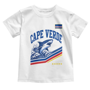 Cape Verde Blue Sharks Ocean Wave Graphic Toddler T Shirt Cabo Verde Pride Sports Fans TS02 White Print Your Wear