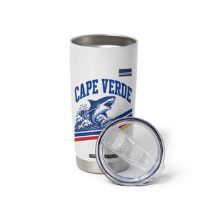 Cape Verde Blue Sharks Ocean Wave Graphic Tumbler Cup Cabo Verde Pride Sports Fans TS02 Print Your Wear