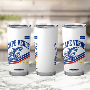 Cape Verde Blue Sharks Ocean Wave Graphic Tumbler Cup Cabo Verde Pride Sports Fans TS02 Print Your Wear