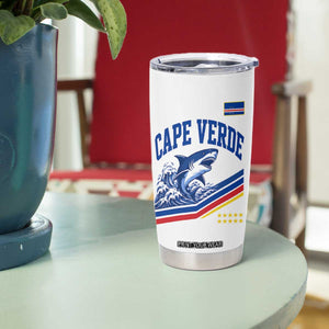 Cape Verde Blue Sharks Ocean Wave Graphic Tumbler Cup Cabo Verde Pride Sports Fans TS02 Print Your Wear