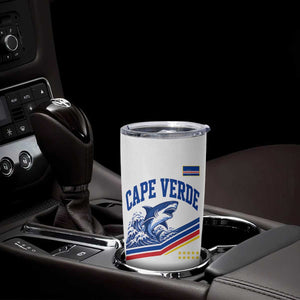 Cape Verde Blue Sharks Ocean Wave Graphic Tumbler Cup Cabo Verde Pride Sports Fans TS02 Print Your Wear