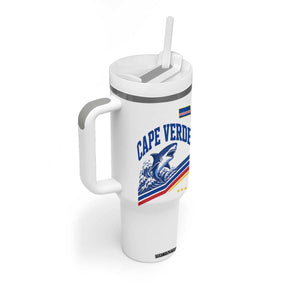 Cape Verde Blue Sharks Ocean Wave Graphic Tumbler With Handle Cabo Verde Pride Sports Fans