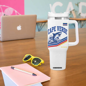 Cape Verde Blue Sharks Ocean Wave Graphic Tumbler With Handle Cabo Verde Pride Sports Fans