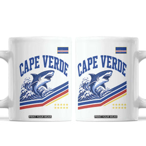 Cape Verde Blue Sharks Ocean Wave Graphic Coffee Mug Cabo Verde Pride Sports Fans TS02 White Print Your Wear