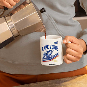 Cape Verde Blue Sharks Ocean Wave Graphic Coffee Mug Cabo Verde Pride Sports Fans TS02 Print Your Wear