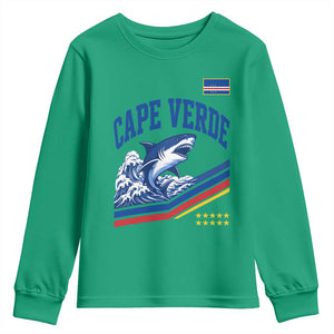 Cape Verde Blue Sharks Ocean Wave Graphic Youth Sweatshirt Cabo Verde Pride Sports Fans TS02 Irish Green Print Your Wear