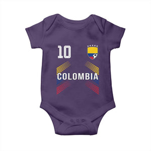 Colombia Soccer Sports Graphic Number 10 Jersey Style Baby Onesie Proud Colombian Football Fans Game Day Pride TS02 Purple Print Your Wear